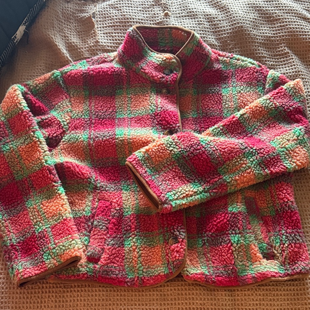 Colorful Plaid Sherpa Jacket